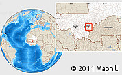 Shaded Relief Location Map of Diaramana, highlighted country, highlighted parent region