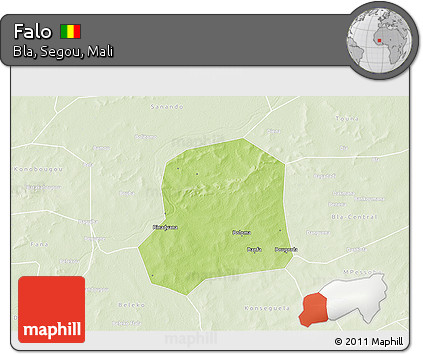 Physical 3D Map of Falo, lighten