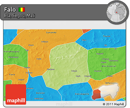 Physical 3D Map of Falo, political outside