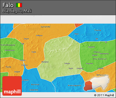 Physical 3D Map of Falo, political outside