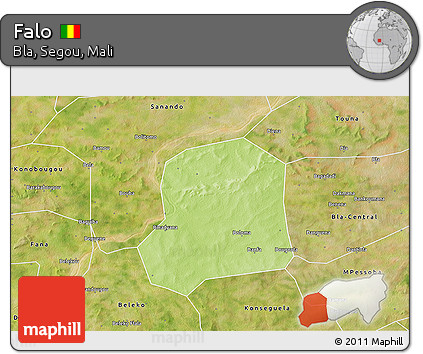 Physical 3D Map of Falo, satellite outside