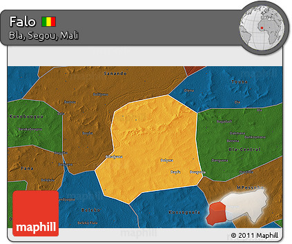 Political 3D Map of Falo, darken