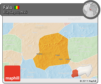 Political 3D Map of Falo, lighten