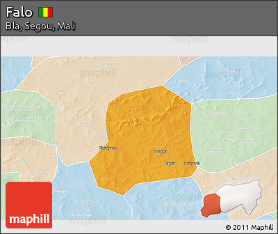 Political 3D Map of Falo, lighten