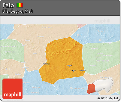 Political 3D Map of Falo, lighten
