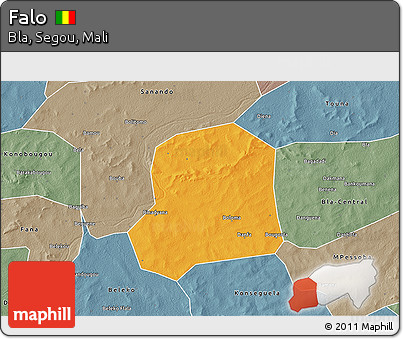 Political 3D Map of Falo, semi-desaturated