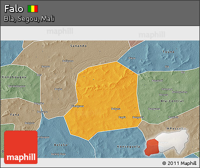 Political 3D Map of Falo, semi-desaturated