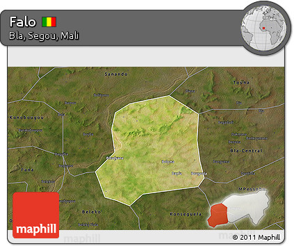 Satellite 3D Map of Falo, darken