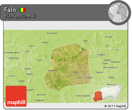 Satellite 3D Map of Falo, physical outside