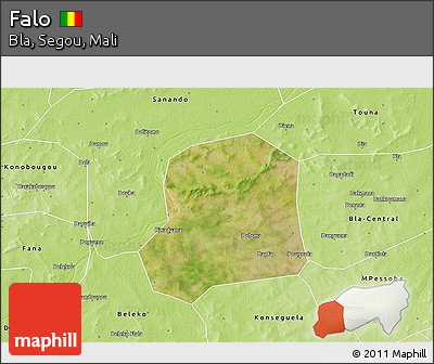 Satellite 3D Map of Falo, physical outside