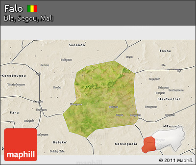 Satellite 3D Map of Falo, shaded relief outside