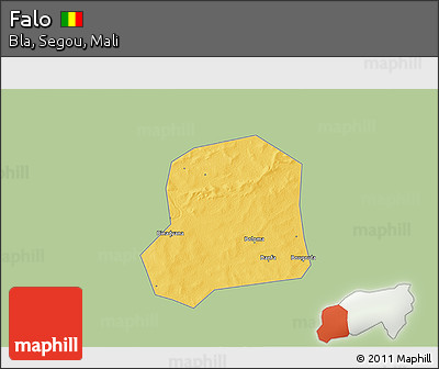 Savanna Style 3D Map of Falo, single color outside