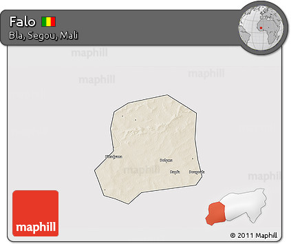 Shaded Relief 3D Map of Falo, cropped outside