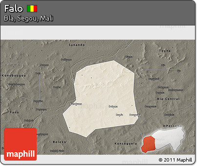 Shaded Relief 3D Map of Falo, darken