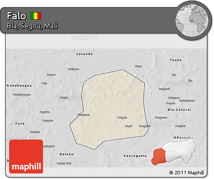 Shaded Relief 3D Map of Falo, desaturated