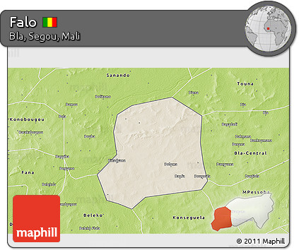Shaded Relief 3D Map of Falo, physical outside