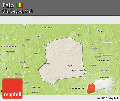 Shaded Relief 3D Map of Falo, physical outside