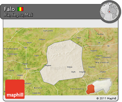 Shaded Relief 3D Map of Falo, satellite outside