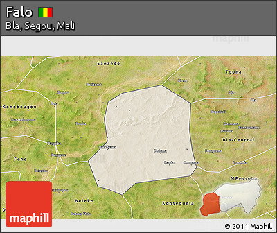 Shaded Relief 3D Map of Falo, satellite outside