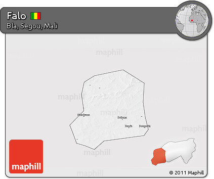 Silver Style 3D Map of Falo, single color outside