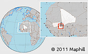 Gray Location Map of Falo, highlighted country, highlighted grandparent region, within the entire country