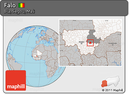 Gray Location Map of Falo, highlighted country, highlighted grandparent region