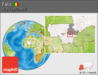 Physical Location Map of Falo, highlighted country, highlighted grandparent region