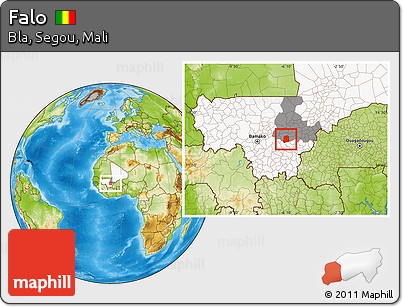 Physical Location Map of Falo, highlighted country, highlighted grandparent region