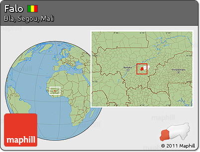 Savanna Style Location Map of Falo, highlighted parent region