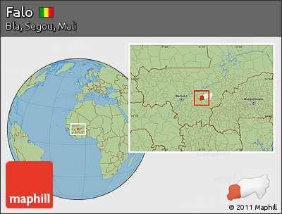 Savanna Style Location Map of Falo, highlighted parent region