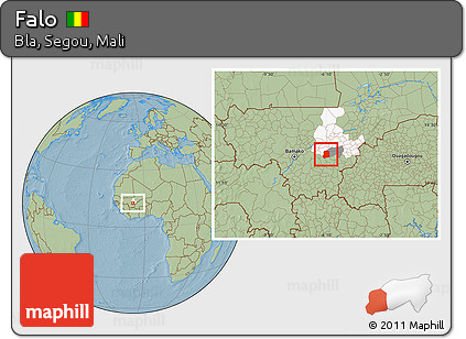 Savanna Style Location Map of Falo, highlighted parent region, highlighted grandparent region, hill shading