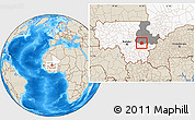 Shaded Relief Location Map of Falo, highlighted country, highlighted grandparent region