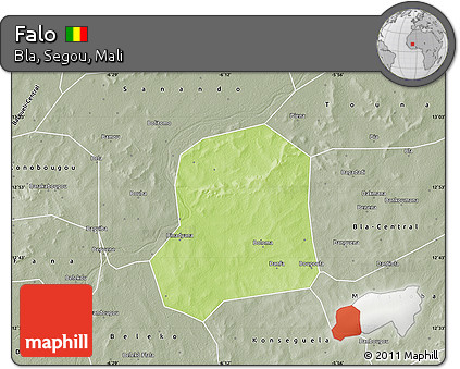 Physical Map of Falo, semi-desaturated