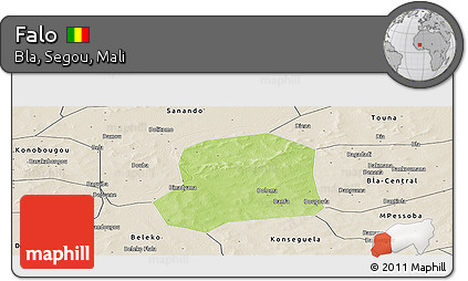 Physical Panoramic Map of Falo, shaded relief outside