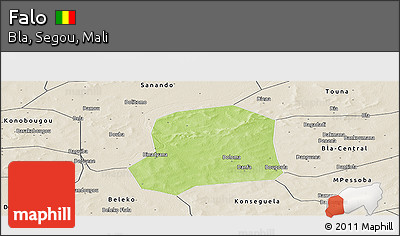 Physical Panoramic Map of Falo, shaded relief outside