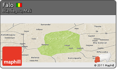 Physical Panoramic Map of Falo, shaded relief outside