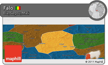 Political Panoramic Map of Falo, darken