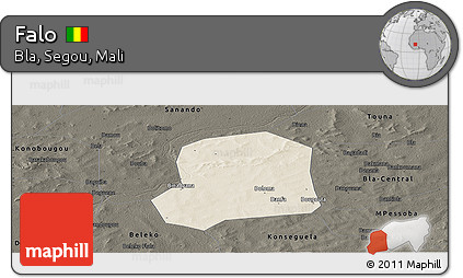 Shaded Relief Panoramic Map of Falo, darken
