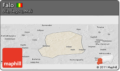 Shaded Relief Panoramic Map of Falo, desaturated