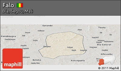 Shaded Relief Panoramic Map of Falo, semi-desaturated