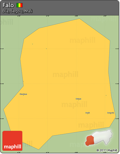 Savanna Style Simple Map of Falo, single color outside