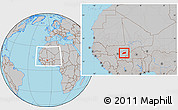 Gray Location Map of Bla, within the entire country