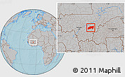 Gray Location Map of Bla, hill shading
