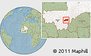 Savanna Style Location Map of Bla, highlighted country, hill shading