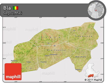 Satellite Map of Bla, cropped outside