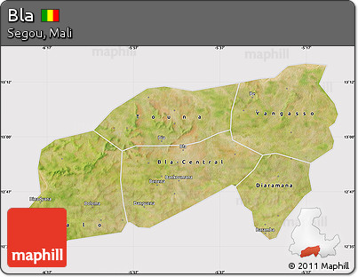 Satellite Map of Bla, cropped outside