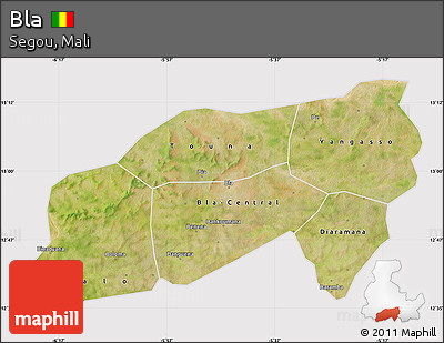 Satellite Map of Bla, cropped outside
