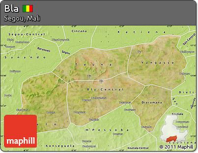 Satellite Map of Bla, physical outside