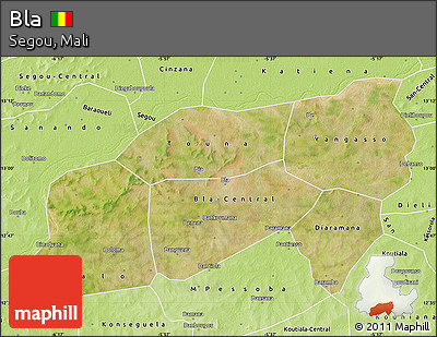Satellite Map of Bla, physical outside