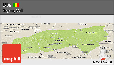 Physical Panoramic Map of Bla, shaded relief outside